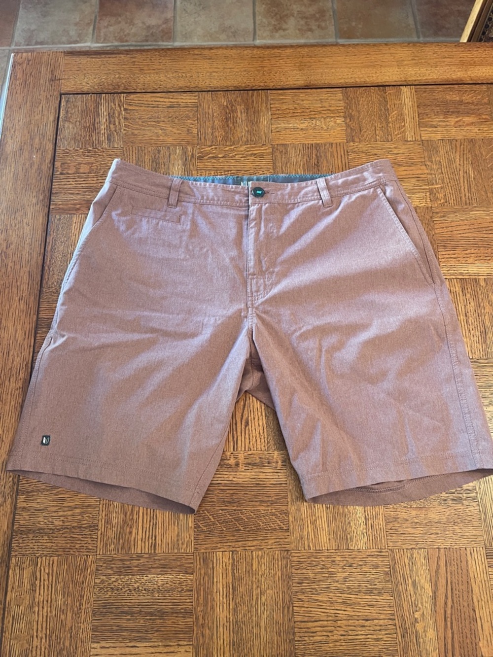 Linksoul Men's Flat-Front Shorts in Warm Brown 33